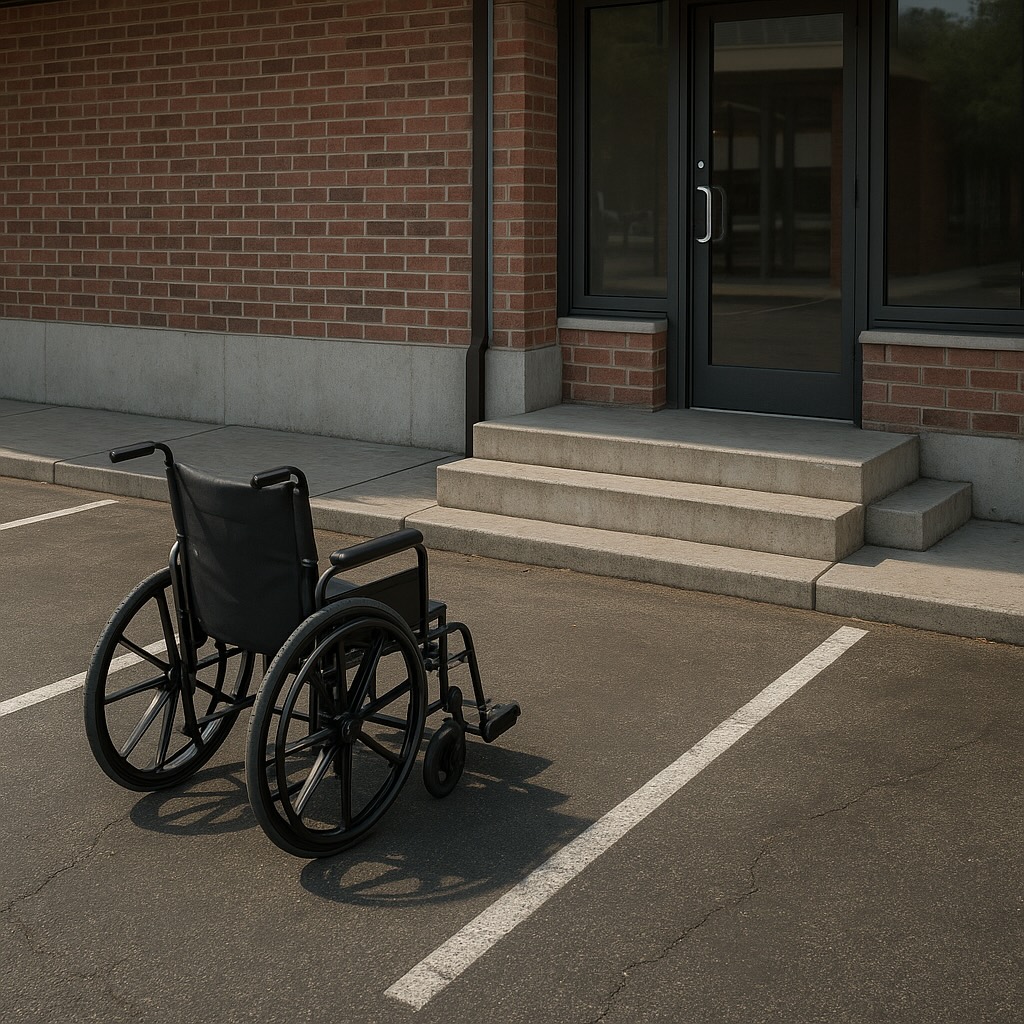 Photo of inaccessible
business location because of stairs